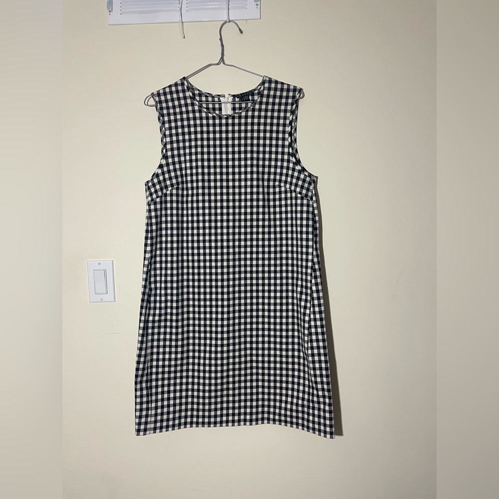 theory Black and White Gingham Sleeveless Dress - Picture 2 of 8